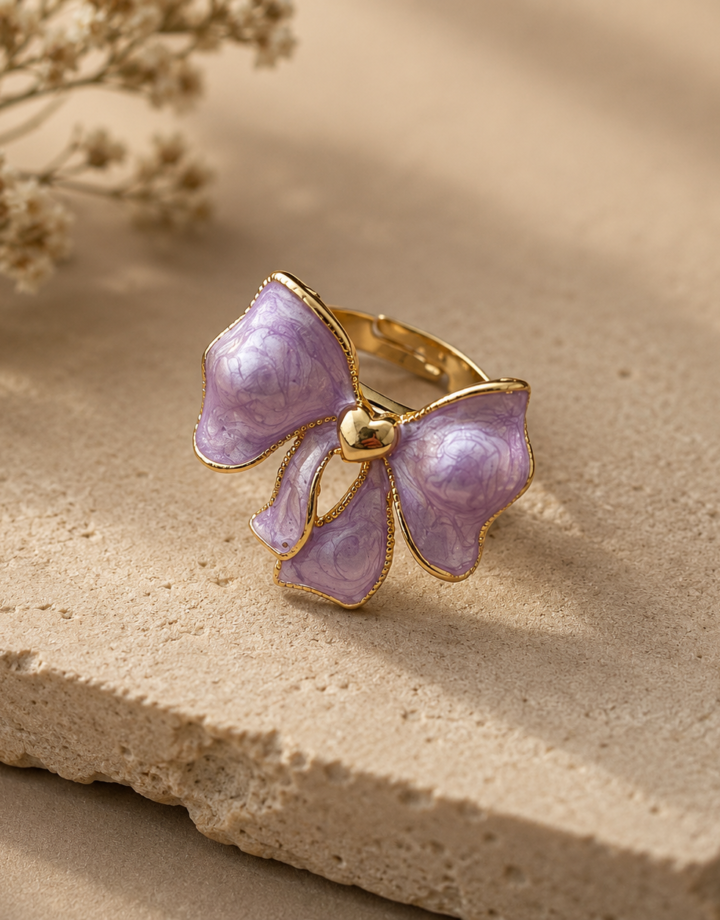 Purple Metal Bow Ring