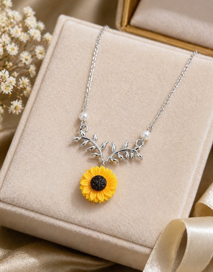 Daisy Sunflower Steel Necklace