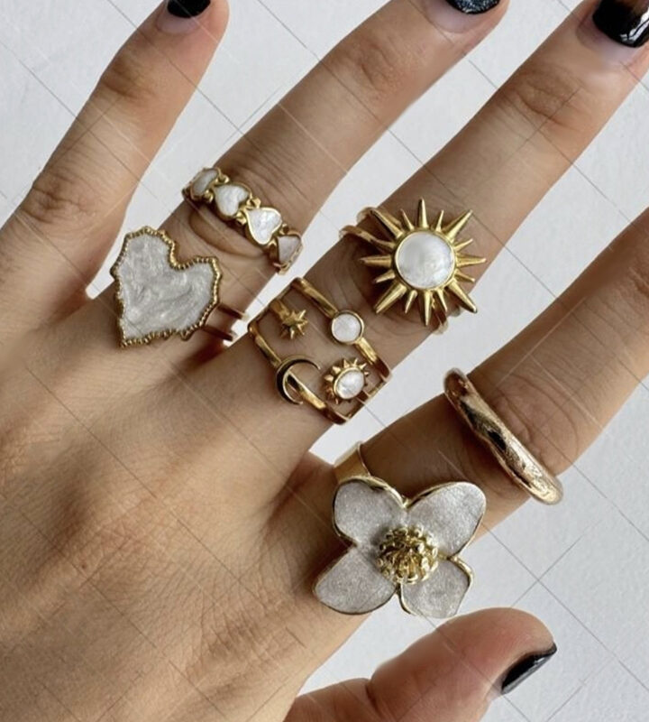 Six-piece Set - Heart Flower Sun Ring Set