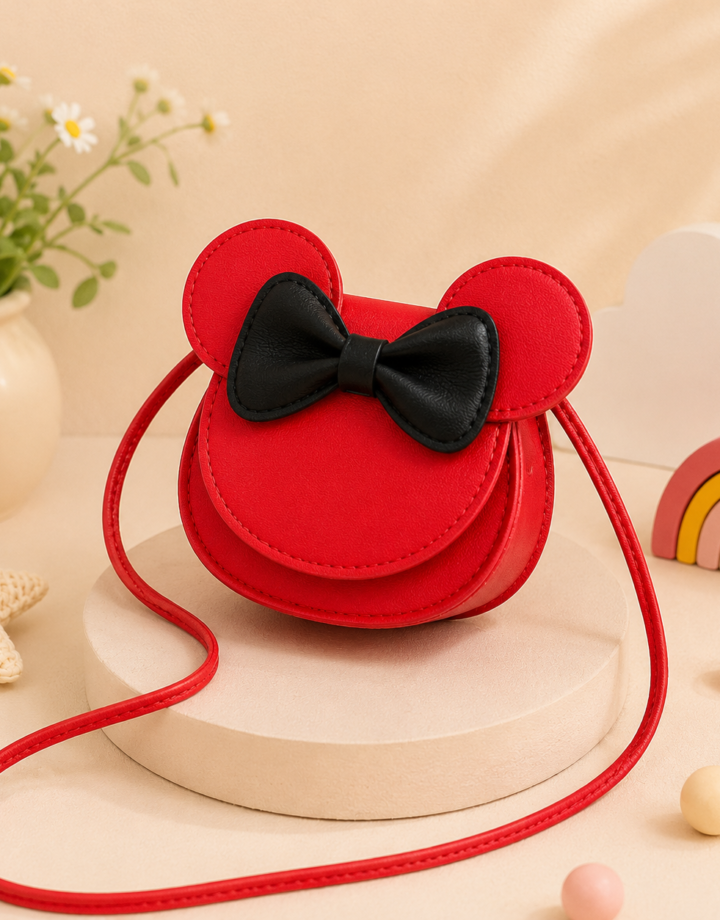 Red Pu Leather Cartoon Mickey Mouse Children's Messenger Bag
