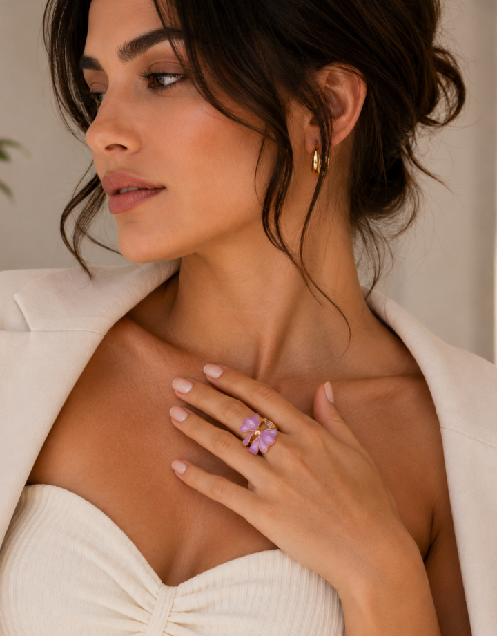Purple Metal Bow Ring